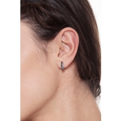 Pendientes aro oro blanco 18k 12 mm diamantes negros 2