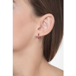 Pendientes de aro de oro blanco de 18k con rubíes 2