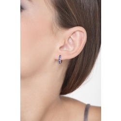 White gold 18k hoop earrings with blue sapphires and diamonds 2