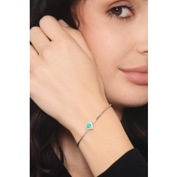 Thin bangle bracelet with diamonds and heart-shaped... 2