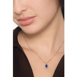 Necklace in white gold 18k with blue sapphire pear cut and diamonds  2