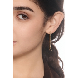 Pendientes colgantes en oro amarillo 18k con bolitas y barras 2