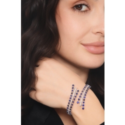 Bypass semi-rigid diamond and blue sapphire bracelet. 2