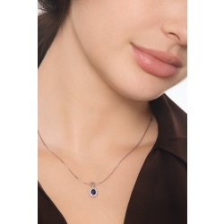 Collier contourné en or blanc 18k avec saphir et diamants 2