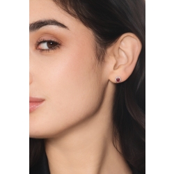 Ruby diamond halo earrings in 18kt white gold 2