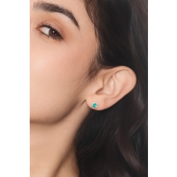 ORECCHINI CONTORNO 12BRILLANTI CON SMERALDO OVALE MM5X4 2