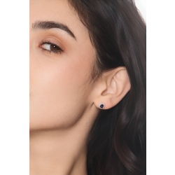 Boucles d’oreilles halo en or blanc 18k avec saphir bleu et diamants 2