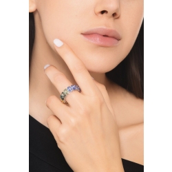 Alianza Eternity en Oro Blanco 18k con Zafiros Multicolor Corte Oval 2