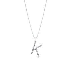 Collier Initiale K Diamants Or Blanc