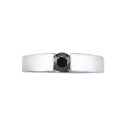 Bague Solitaire Homme en Or Blanc 750 avec Diamant Noir 0.45 ct 2