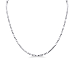 Collier Tennis en Or Blanc 18k avec Diamants Naturels
