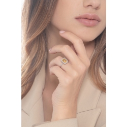 Bague en or blanc 18k avec citrine rectangulaire et diamants 2