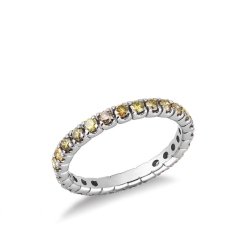 Bague Eternity en or blanc 18k avec diamants jaunes