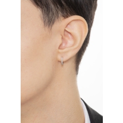 Pendiente único aro en oro blanco 18kt con diamantes hombre 2