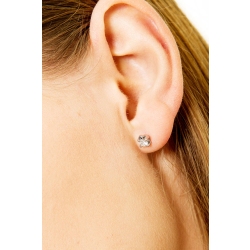 Mono orecchino in oro Bianco 18k a 4 griffe onda con diamante 2