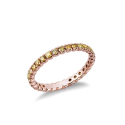 Bague Eternity en or rose 18k avec diamants jaunes