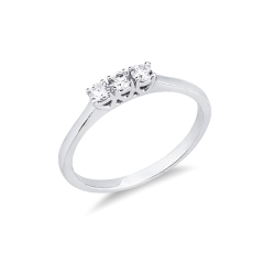 Anello trilogy lineare in oro bianco 750 con diamanti, 0.21 ct