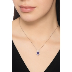 Necklace in white gold 18k with tanzanite oval cut and diamonds 2