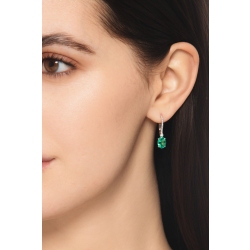 Boucles d'oreilles en or blanc 18k avec émeraude 2