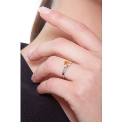 Citrin Damenring Weißgold 18k mit Diamanten  2