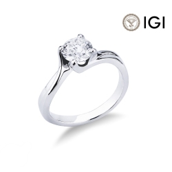 4 claw solitaire Valentino Model white gold 18k, 1.00 ct