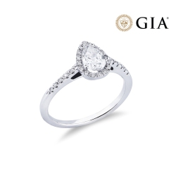 Bague avec diamant taille goutte 0,70 ct GIA en or blanc 18k