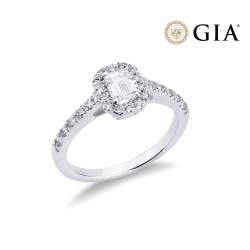 Solitaire ring with diamond emerald cut 0.50ct GIA in white gold 18k