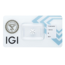 Diamante certificado IGI 1.00CT D VS1 