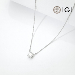 Collier Or Blanc 18k avec diamant central brillant IGI 1.00 ct