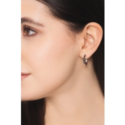 Hoop single earring with black diamonds  2