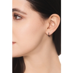 Créole mono or blanc 18k avec diamants noirs  2