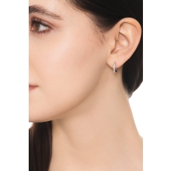 Hoop single earring with half channel diamonds in white gold 18k 2