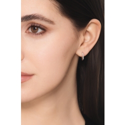 Mono orecchino a cerchio in oro bianco 18k con diamanti, ct. 0,04 2