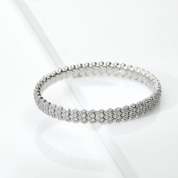 Elastic bracelet in white gold 18k with diamonds