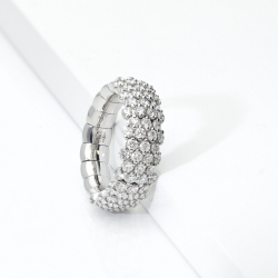 18k white gold elastic ring with diamonds