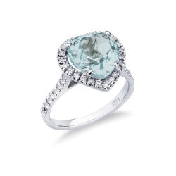 Aquamarin Herz Ring mit Diamanten Weißgold