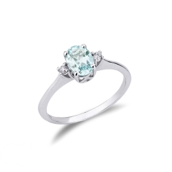 Ring Aquamarin mit Diamanten Weißgold