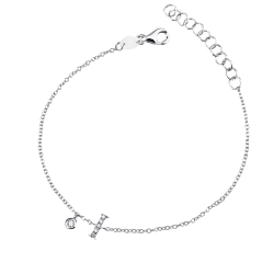 Armband mit Buchstaben I aus Weißgold 18K und Diamanten