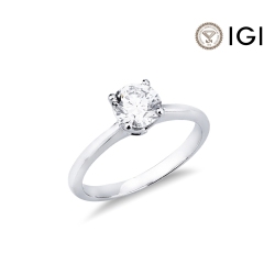 Solitaire en or blanc 18k avec diamant brillant 1.00 ct