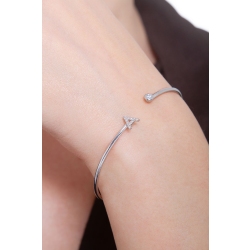Bracelet rigide avec lettre  A en or blanc 18 carats et diamants  2