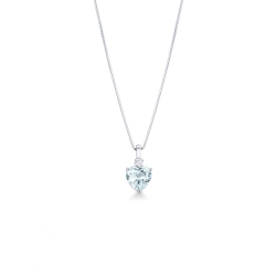 Collar oro blanco 18 quilates corazón de aguamarina 