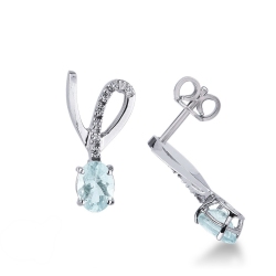Boucles d'oreilles aigue-marine et diamants en or blanc 750