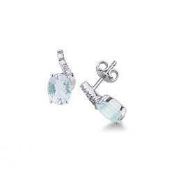 Pendientes de oro blanco 18k con aguamarina y diamantes