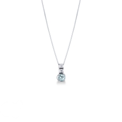 Weißgold Halskette mit Aquamarin und Diamanten