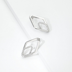 Rautenförmige Designer Diamant Ohrringe Weißgold 