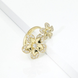 Blumenring Gelbgold Floreal mit Diamanten