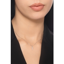 Collar cruz en oro blanco 18k con colgante diamantes 2