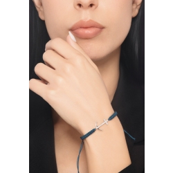 Blue tissue bracelet with infinite charm in white gold 18k and diamonds 2