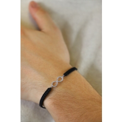 Herren Diamantarmband Infinity mit schwarzem Band 2