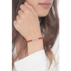 Pulsera cordón rojo Oro Blanco 18k símbolo infinito diamantes 2